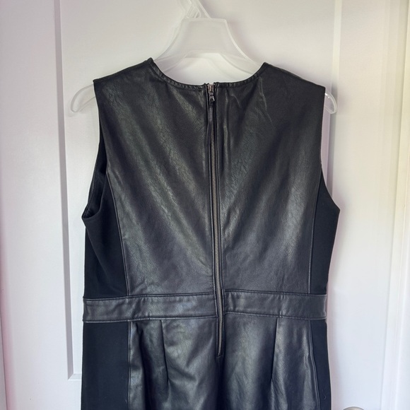 SPANX Combo Leather Like Luxe Sheath Black Vegan Stretch Dress Large LIKE NEW - Picture 12 of 13